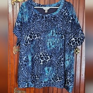 CJ Banks Blue and Black Animal Print Jacket